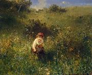 Ludwig Knaus Girl in a Field France oil painting artist
